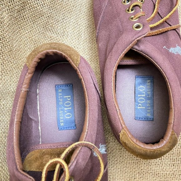 Polo Ralph Lauren Vaughn Men's Canvas Fashion Sneakers Shoes Raspberry Sz 10D - Picture 4 of 13